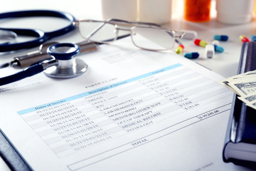 Doctor workplace close up