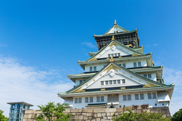 Fototapeta premium Osaka castle with blue sky