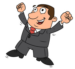 Successful happy businessman jumping