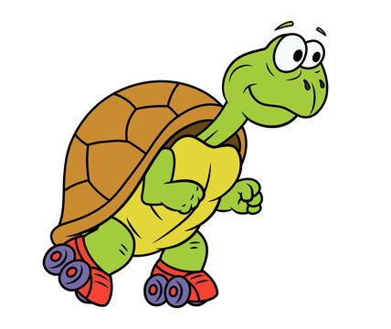 Turtle on roller skates