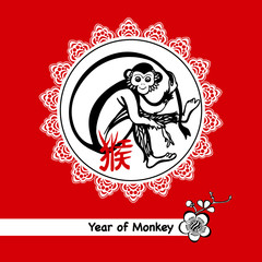 Year Of Monkey Postcard