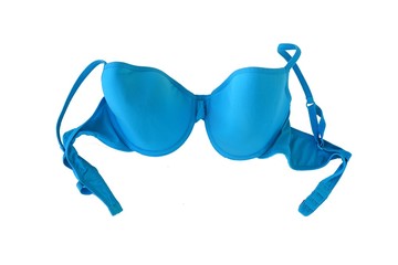 Blue female bra isolated on white