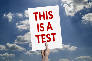 This is a test card with cloud background