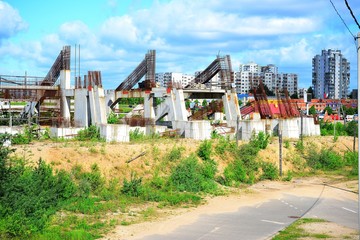Fototapeta na wymiar Vilnius city stadium construction cuntinue on June 4, 2015