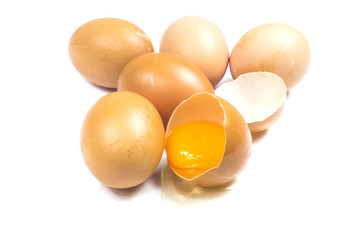 Broken egg isolated on white background
