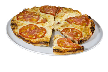 Italian pizza served Isolated on white background