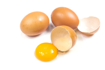 Broken egg isolated on white background
