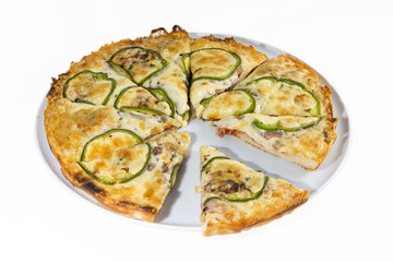 Italian pizza served Isolated on white background