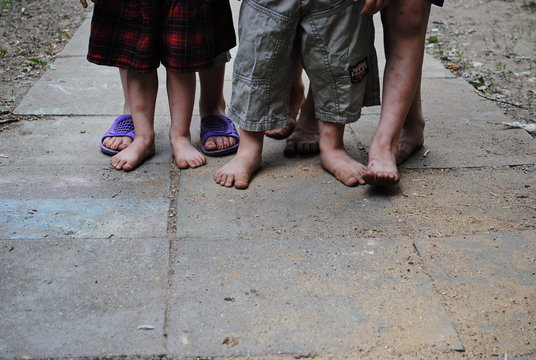 barefoot children