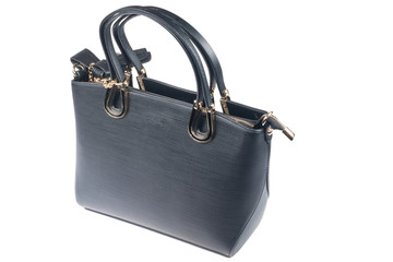 Black leather women's handbags isolate on white

