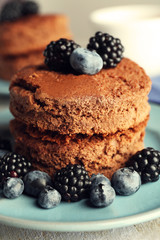Cake with berries closeup