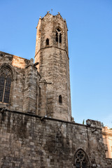 Fototapeta na wymiar Royal palace in Barcelona: Tower of Santa Agata chapel