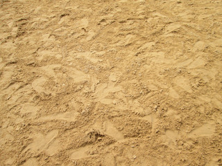 sea sand with footprints