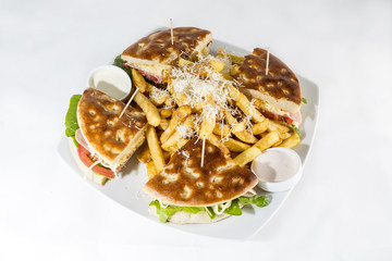 Fast food close up isolated on white background