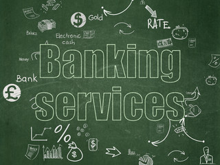 Money concept: Banking Services on School Board background