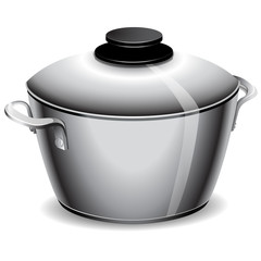 A stainless pan isolated on a white background. Vector Illustration 