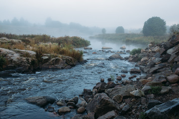 Fog on the Yenisei River, Siberia