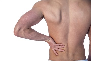 Obraz premium Midsection of a man undergoing back pain