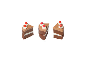 dark chocolate cake model from japanese clay on white background