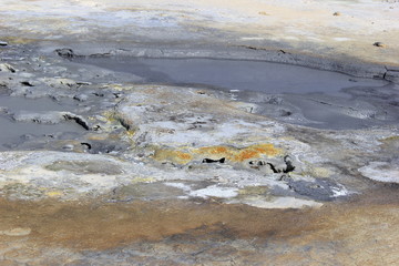 Mit Schwefel bedeckter Boden in Hochtemperaturgebiet Hverarönd