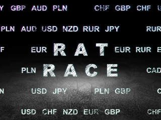 Finance concept: Rat Race in grunge dark room