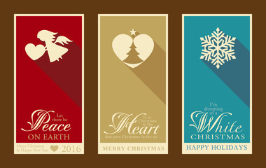 Set of flat Christmas and Happy New Year labels