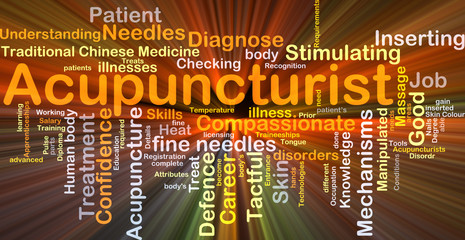 Acupuncturist background concept glowing