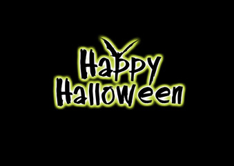 Happy Halloween leuchtender Text mit Fledermaus