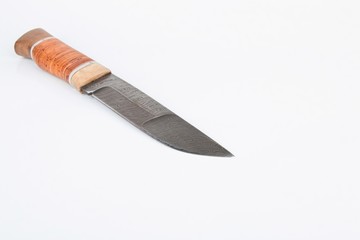 Hunting knife damask steel. Stock image macro.