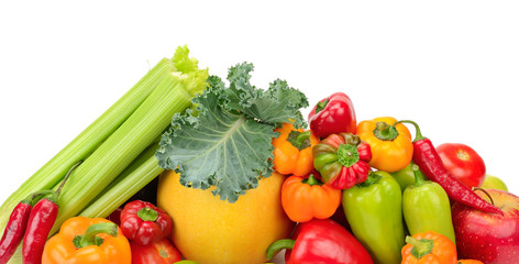 Fototapeta na wymiar Assortment fresh fruit and vegetables