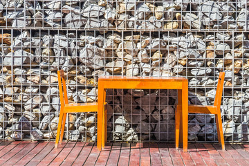 Wooden table and chair for dinner