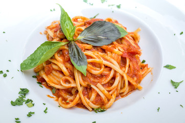 tasty pasta-Italian meat sauce pasta on the table