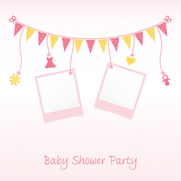 Baby Shower Party Card with Polaroids