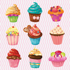 set of Cakes, nine different cakes