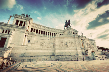 Obraz premium The Altare della Patria monument in Rome, Italy. Vintage