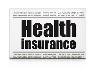 Insurance concept: newspaper headline Health Insurance