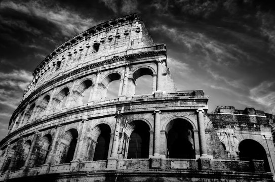 Fototapeta Colosseum in Rome, Italy. Amphitheatre in black and white
