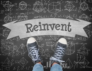 Reinvent against black background