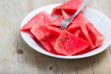 Watermelon slices in a plate