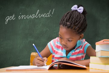Get involved! against green chalkboard