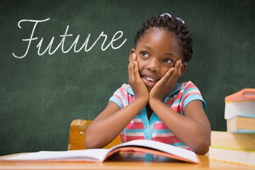 Future against green chalkboard