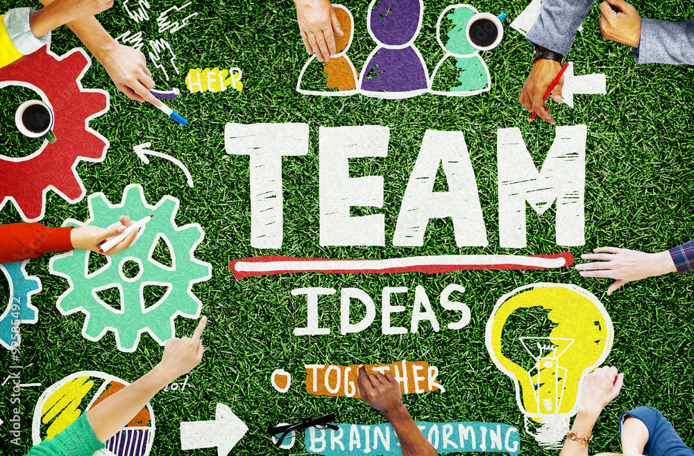 Poster teamwork team collaboration connection togetherness unity concep