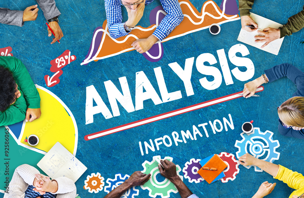 Poster analysis analytics analyze data information statistics concept