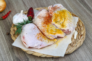 Raw chicken thights