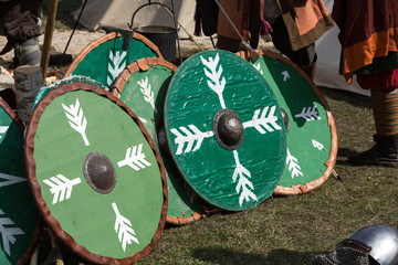 Naklejka premium Cracow, Poland. Knight camp during the traditional Medieval festival