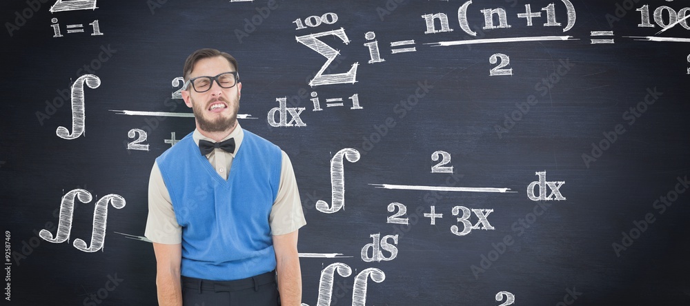 Poster composite image of geeky hipster pulling a silly face