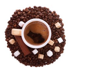 Dark coffee with sugar