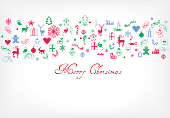 Merry christmas greeting card - xmas decoration pattern with text