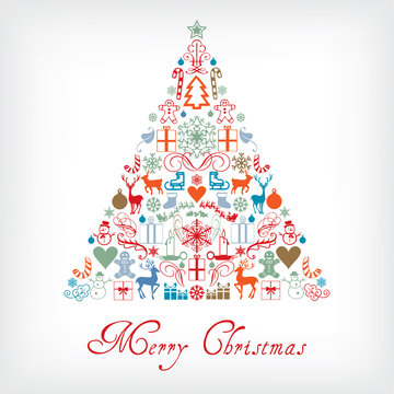Christmas tree - Merry Chrismas greeting card