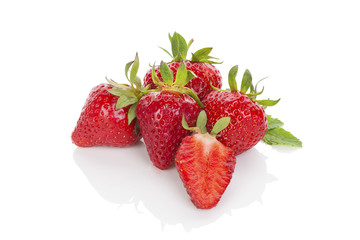 Strawberries isolated over white.